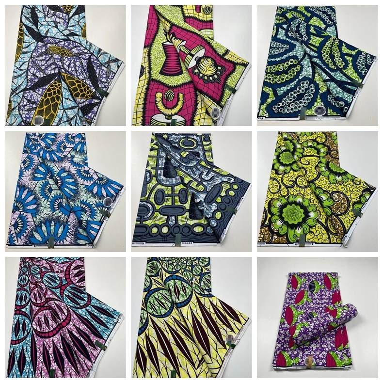 

2025 New High Quality Guaranteed Veritable African Print Real Wax Fabric Ankara Design 100%Cotton Soft Pagne For Sew Party Dress