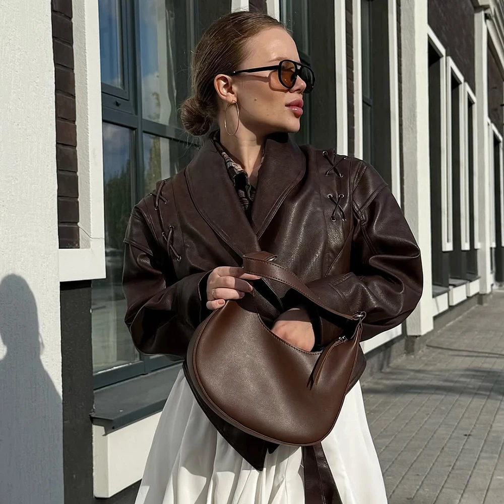 Tuularose المرأة سترة جلدية خمر جديد التلبيب عالية الخصر معطف جلد مع حزام 2025 أنثى الخريف موضة شيك أبلى