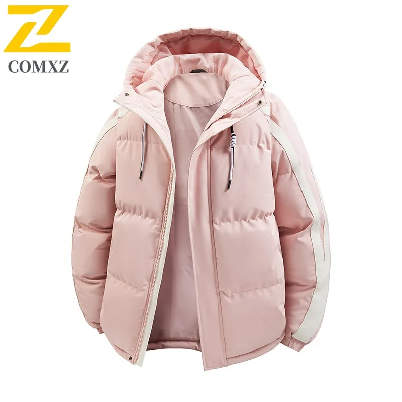 COMXZ Men Outdoor Baseball Jacket Winter American Style Down Fille Coat Stand Collar Business Casual Thickened Thermal Outerwear