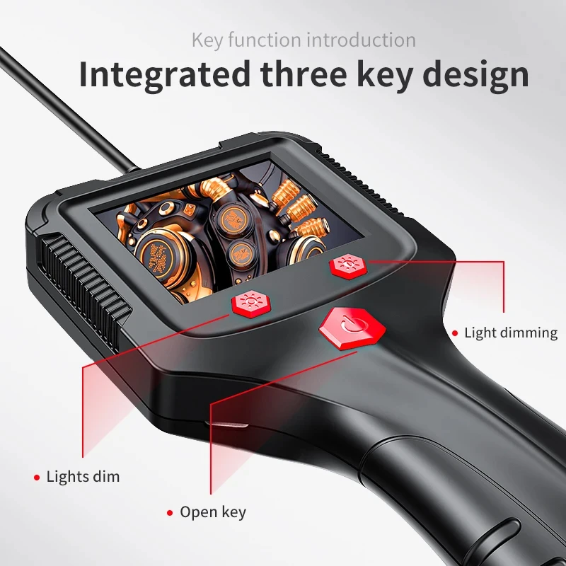 2.4'' IPS Screen Industrial Endoscope Camera HD1080P Pipe Sewer Inspection Borescope IP68 Waterproof LEDs 2600mAh