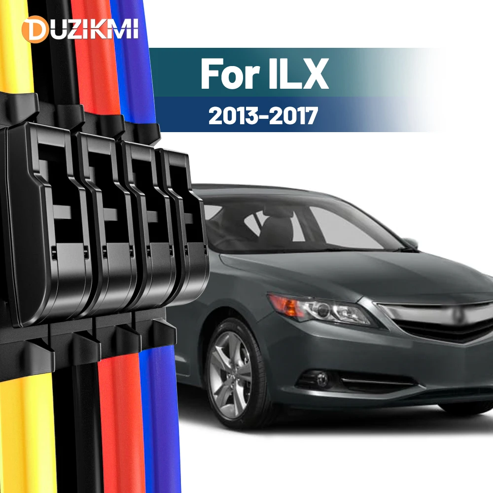

For Acura ILX 2013-2017 2014 2015 2016 2pcs Front Windshield Windscreen Wiper Blades Red Blue
