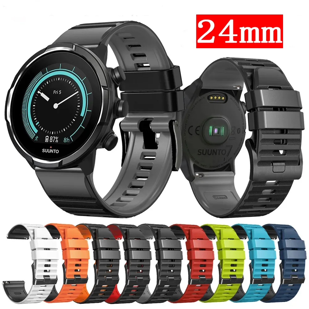 Silicone 24mm Watch Strap For Suunto 9 7 D5 Spartan Sport Wrist HR Baro Sport Bracelet Smartwatch Replacement Wristband Bracelet