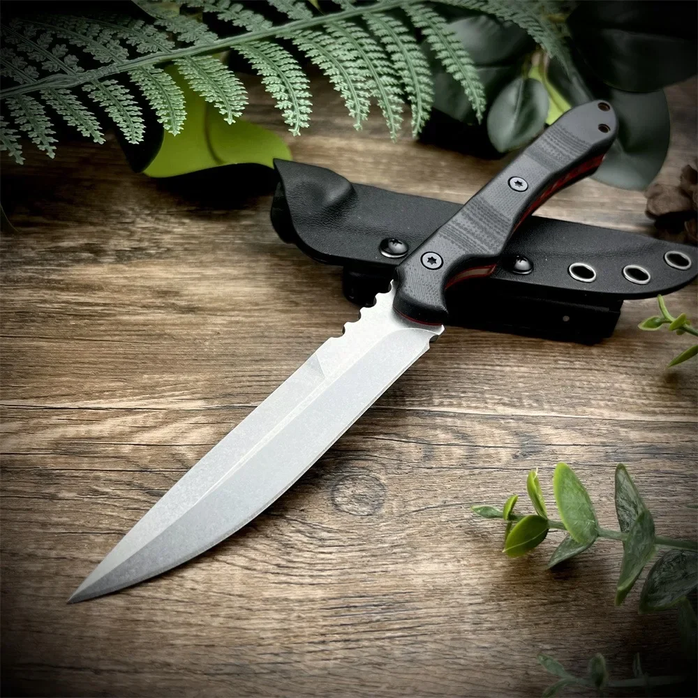

D2 Steel Survival Knife G10 Handle Portable EDC Tactical Outdoor Camping Tool for Bushcraft, Hunting and Wilderness Expeditions