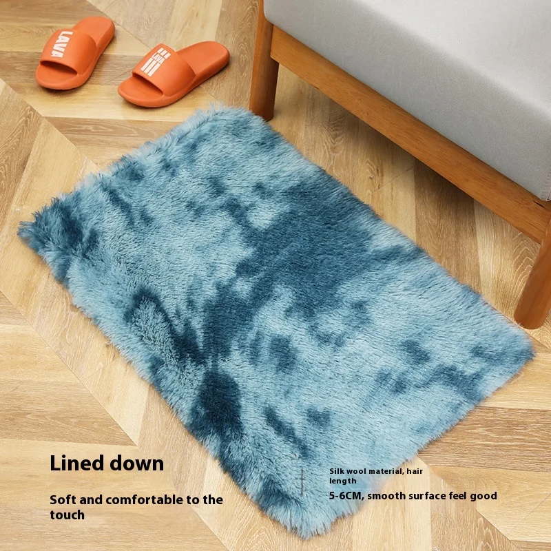 VIKAMA Scandinavian Tie-dye Gradient Silk Wool Home Decor Carpet Living Room Bedroom Fluffy Should Not Lose Hair