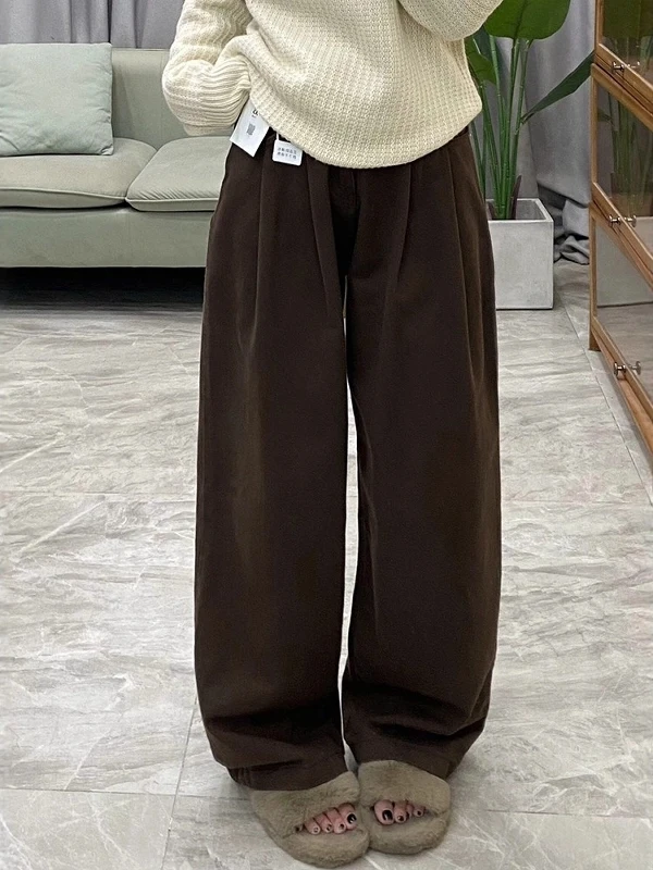 

Джинсы женские с высокой талией, широкие, прямого кроя, цвет кофе, большие размеры, весенняя коллекция, с эффектом похудения, винтажные, стильные