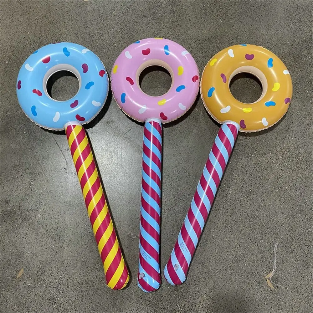 Candy Theme Inflatable Donut Donut Shape Sweet Doughnuts Inflatable Balloon Sticks Bright Color Large Doughnuts Ballon