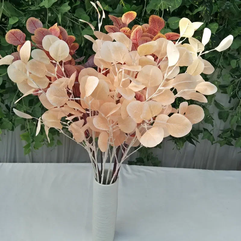 88CM Artificial Straight Rod Fruitless Money Leaf Artificial Flower Wedding Home Decoration Apple Leaf