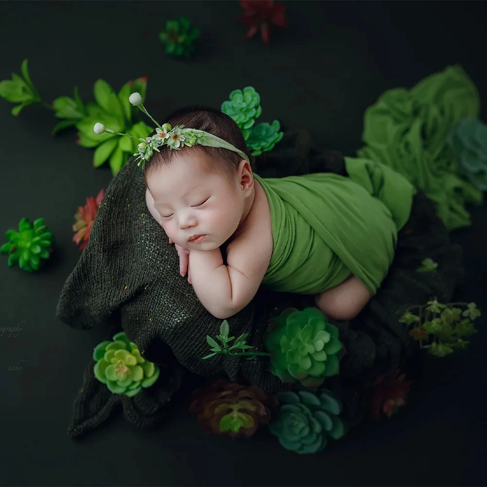 Newborn Photography Props Simulated Lotus Combination + Artificial Flower Headwear Set Baby Boys Girls Studio Photo Accessories