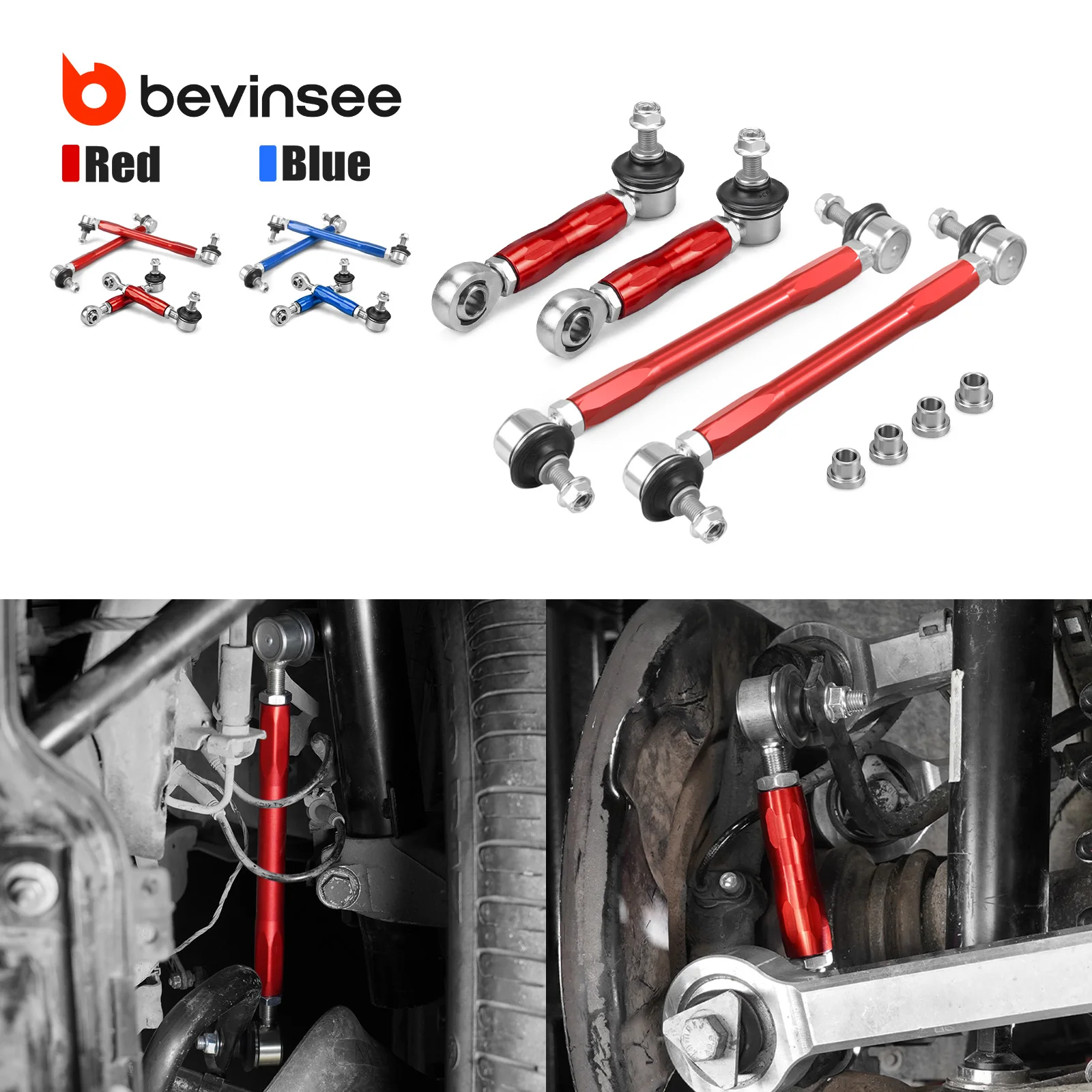 Adjustable Front & Rear Sway Bar End Link Kit for BMW E90 E92 E91 E93 E87 E82 E81 E88, Replace for 31356765933 & 33556764428