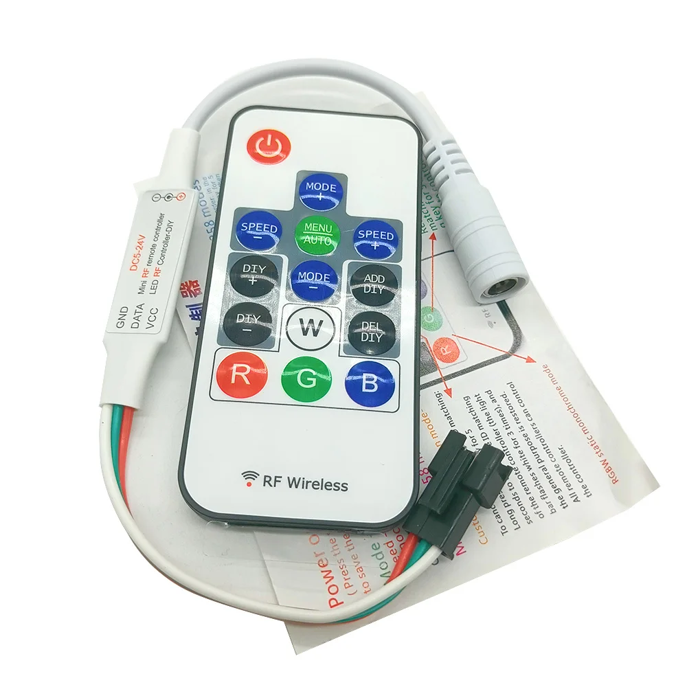 14-Key Rf Afstandsbediening 14-Key Rgb Draadloze Afstandsbediening Mini Rf Led Controller Dc 5V-24V WS2812 WS2811