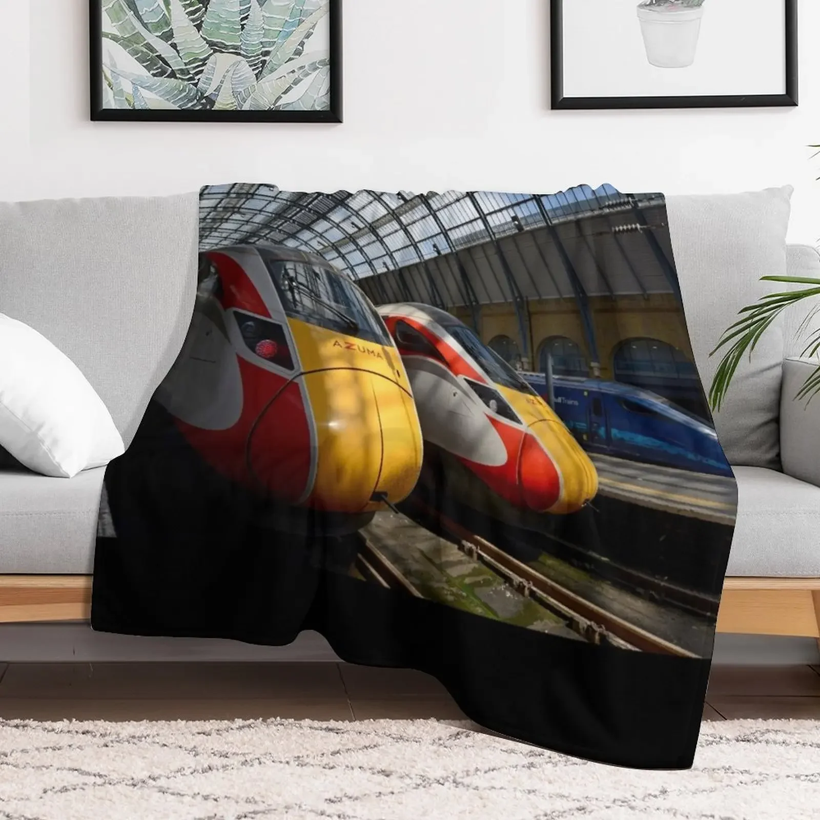 LNER Azuma 801 high speed trains at King's Cross Station Throw Blanket Air Conditioner Soft Blanket for Office Home