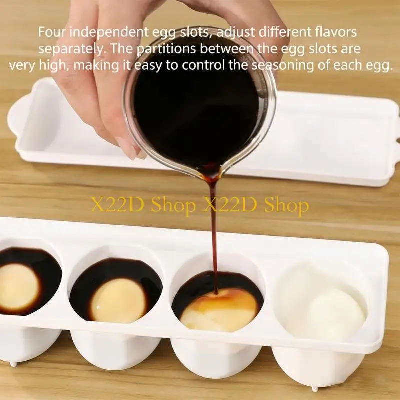 X22D Plastic Eggs Curing Container With 4 Separate Slots For Making Soft Boiled Eggs
