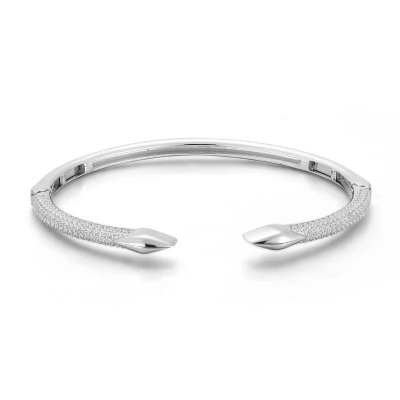 

Wholesale Exquisite 925 Sterling Silver Fashion Cubic Zirconia Women's Men Unisex Cuff Bangle Bracelet Jewelry