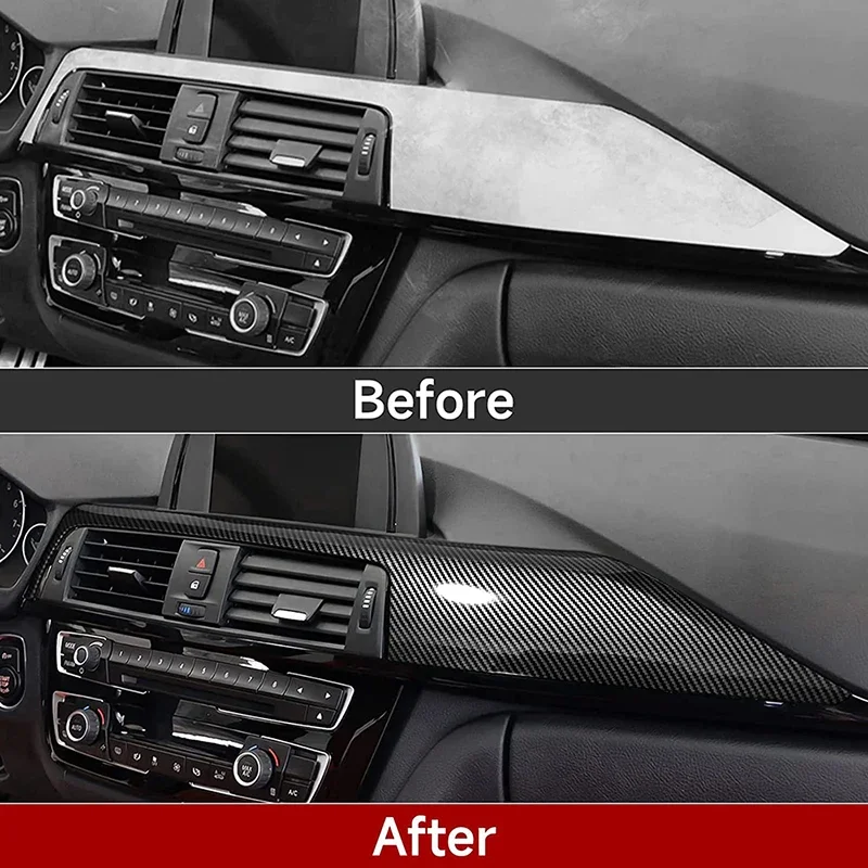 2 Teile/satz Auto Center Konsole Dashboard Panel Trim Abdeckung Carbon Look Aufkleber Für 3 4 Serie F30 F31 F32 f33 F36 LHD