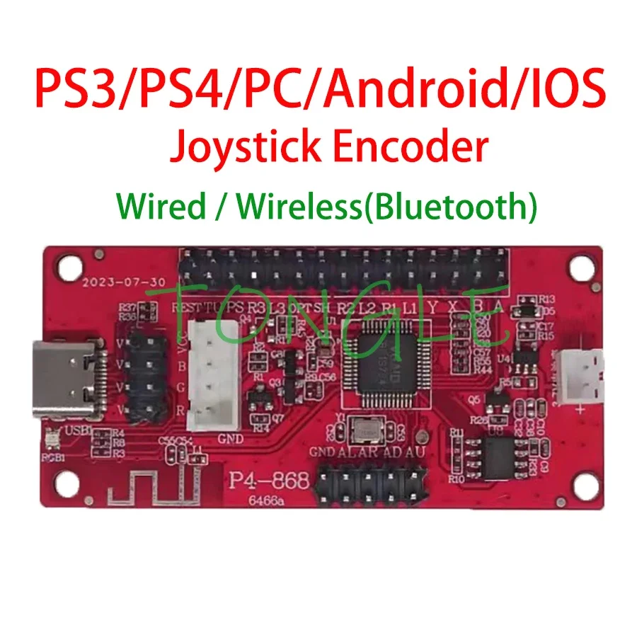 Joystick Encoder PCB Board, USB, Zero Delay Controller, PC, PS3, PS4, Android, IOS, One Player, Wireless Bluetooth with Battery