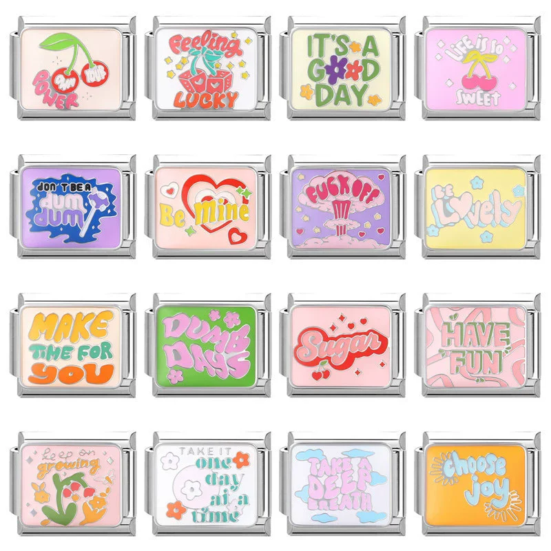 ファッション カラフル BOSS セクシー DIYA ラッキー ジュエリー イタリアンリンク フィット 9mm チャーム ブレスレット ステンレス製 DIYビーズ ギフト用