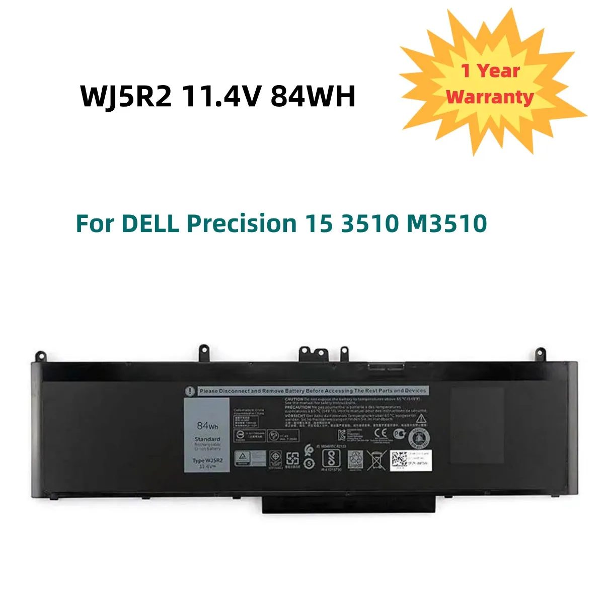 

New 11.4V 84WH WJ5R2 Laptop Battery For DELL Precision 15 3510 M3510 WJ5R2 4F5YV