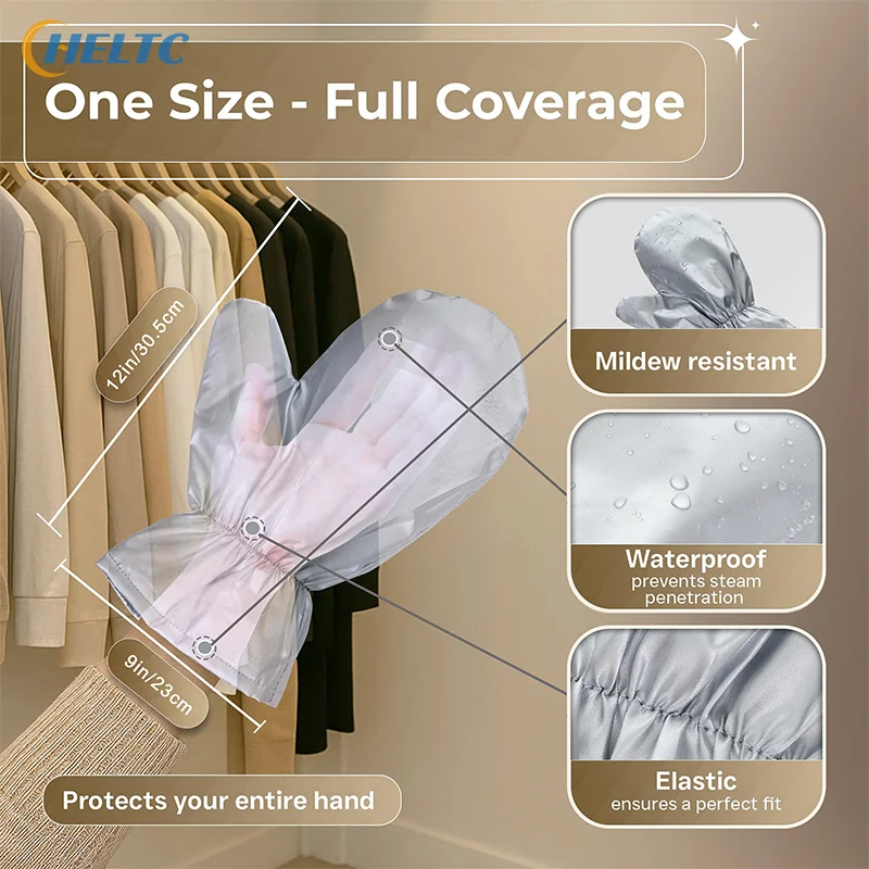Garment Steamer Gloves For Steaming Clothes – Grey Steam Mitt Protects Against Heat – Flexible Hand Mitten For Steam Iron