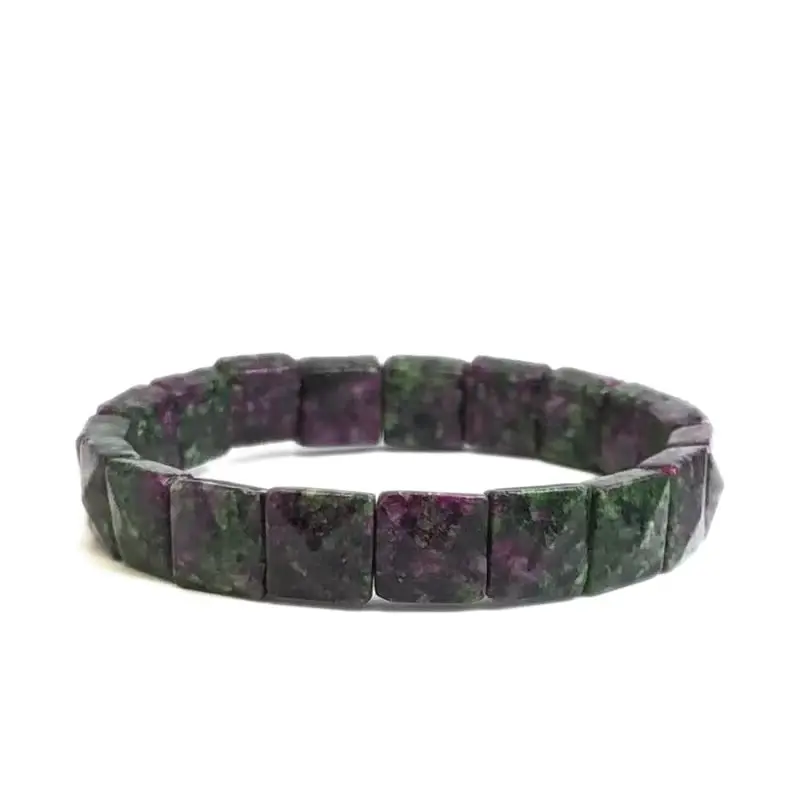 12mm Naturstein-Armband mit quadratischen Perlen aus Tigerauge, Achat und Kristallquarz für Damen und Herren, handgefertigter Stretch-Schmuck, Energie-Geschenke – Detail 7
