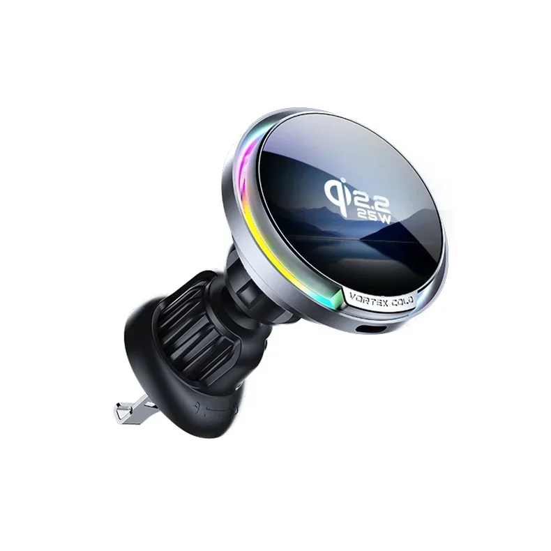 Qi2 25W Kühlendes Magnetisches Auto-Drahtlos-Ladegerät mit RGB-Licht 360° ° Drehständer für Magsafe iPhone 17 Pro Max Samsung S26 Ultra – Detail 17