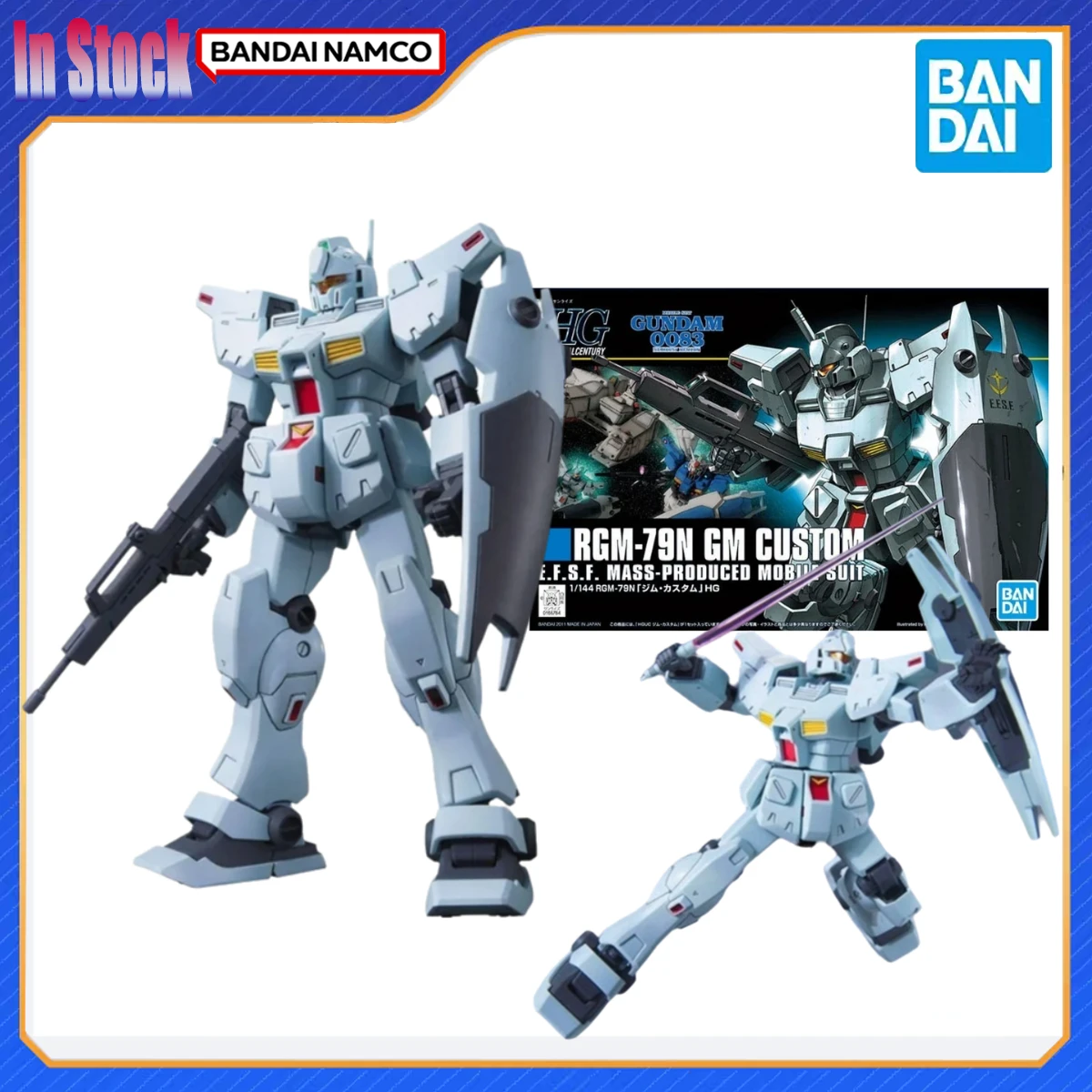 

Оригинальная оригинальная экшн-фигурка Bandai Anime Gundam HGUC 1/144 RGM-79N GM, наборы моделей в подарок для детей, в наличии, оригинальная коробка