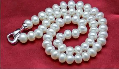 

Send mom mother's day 9-10mm natural Fresh water pearl necklace 18inch