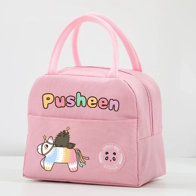 Pusheens Women Lunch Hand Bag Girl children\'s Anime Cartoon Printing adolescente Cute Lunch Box Female Office Thermal Insulat Case Gift