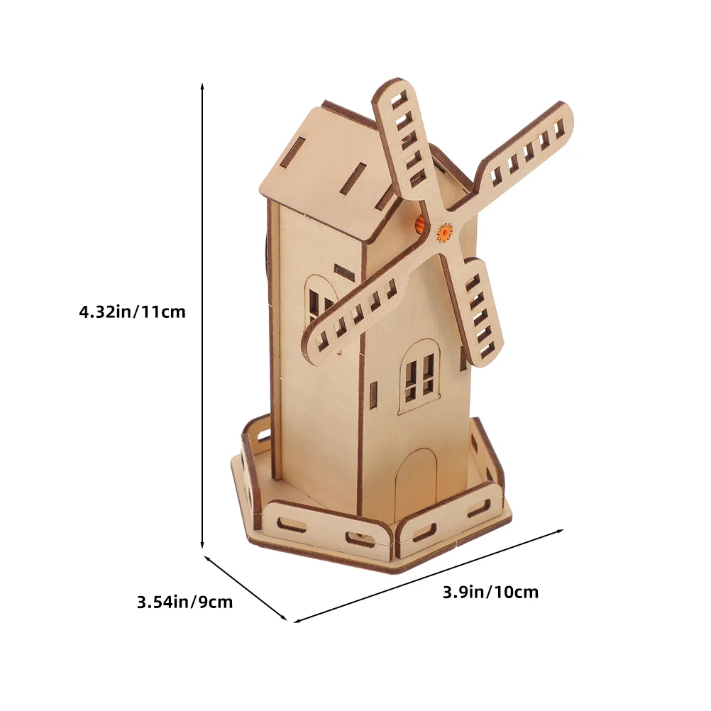 2 Sets Solar Windmill Assembly Power Toy Science Kits Teaching Supplies Experiment Projects for Kids Wooden