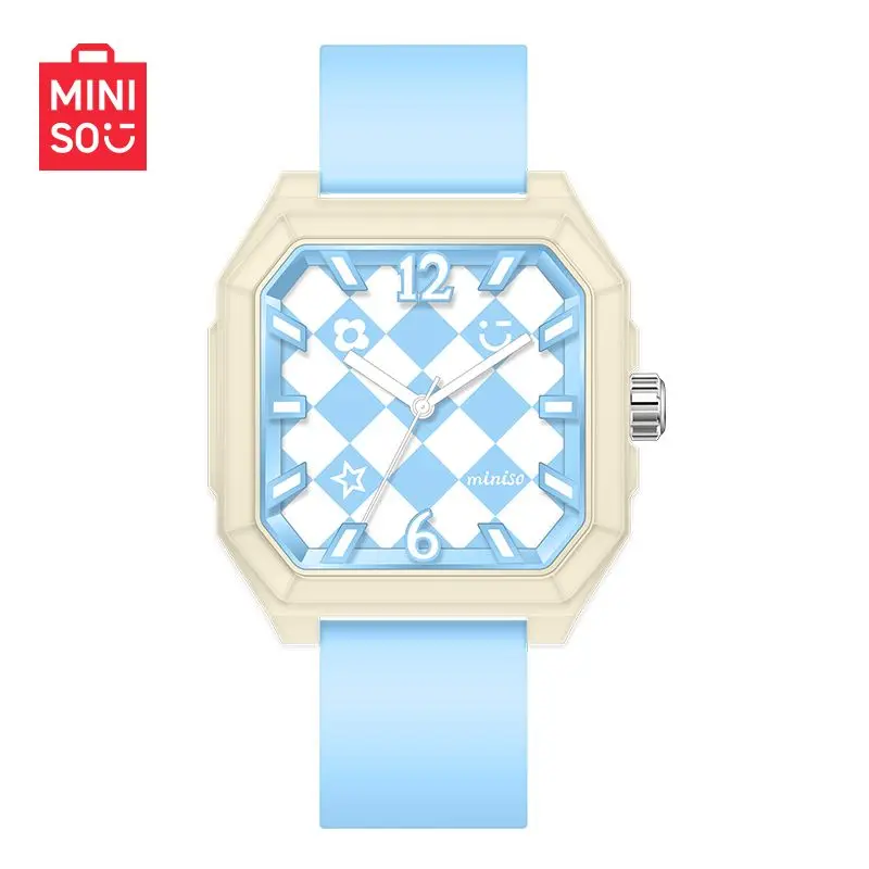 Miniso Checkerboard Student Quartz Watch Dopamine Macaron Color Scheme Trend Versatile