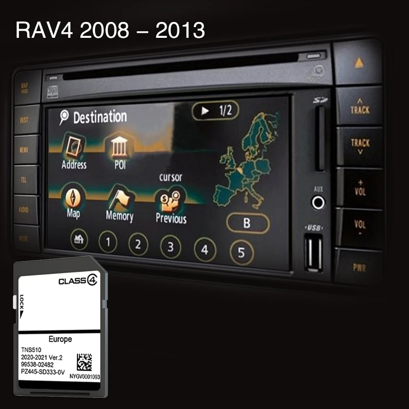 Использование для автомобильных карт RAV4 от 2008 до 2013 года. SD-карта Sat Nav. Зона Европы.