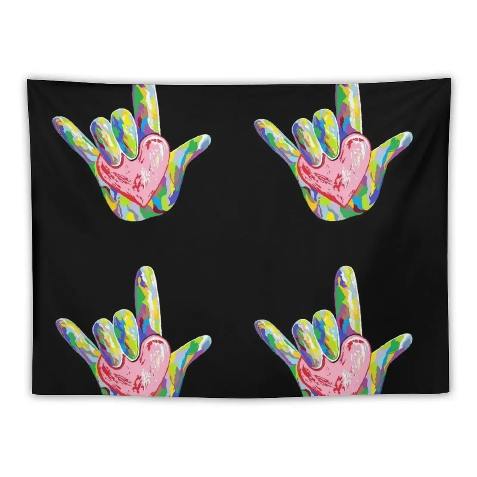 

ASL - I HEART YOU! Tapestry Wall Carpet Cute Room Decor Bathroom Decor Art Mural Tapestry