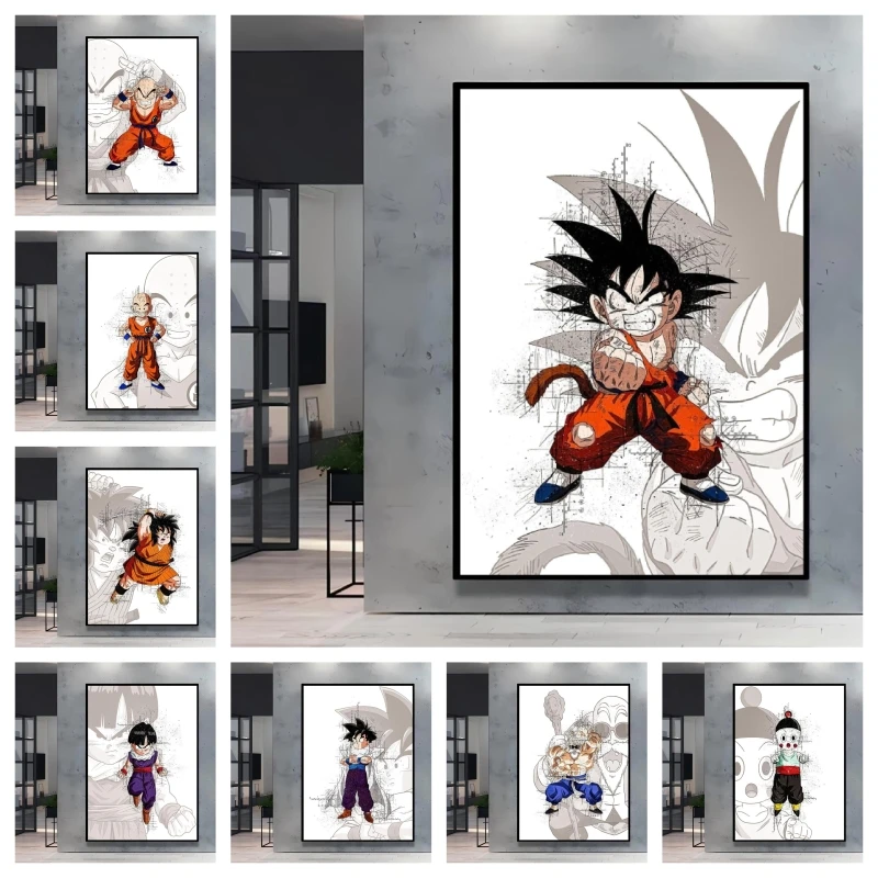

Dragon Ball Young Heroes Wall Art Set - Goku Gohan Krillin Nostalgic Childhood Vibes Room Decor Upgrade