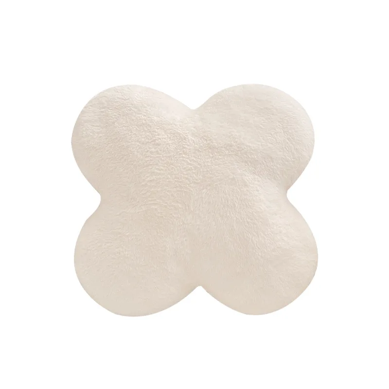 Nordic Simple Home Decoration Pillow Rabbit Fur Four-leaf Clover Plush Pillow Sofa Cushion Futon Floor Mat
