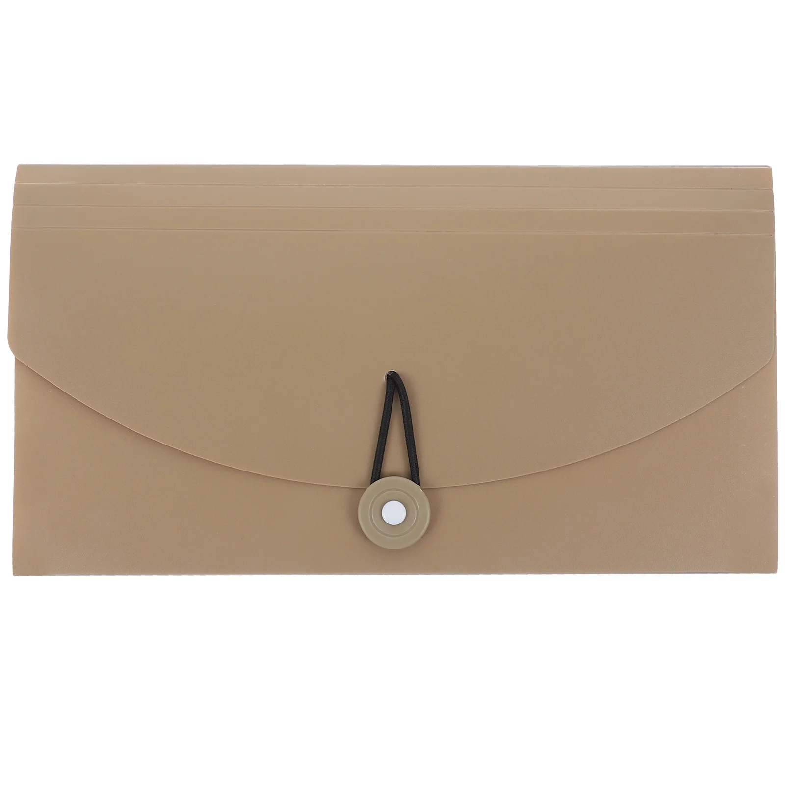 13 Pockets Simple Document File Folder Portable Elastic Band Plastic Expanding Accordion File Folder Organizer (Khaki）