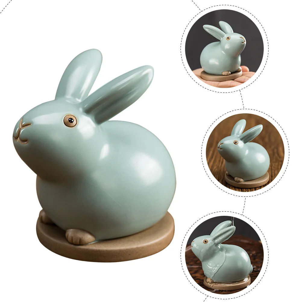 

Delicate Ruyao Tea Pet Bunny Ceramic Ornament Desktop Decor Creative Home Decoration Statue Tea Pet