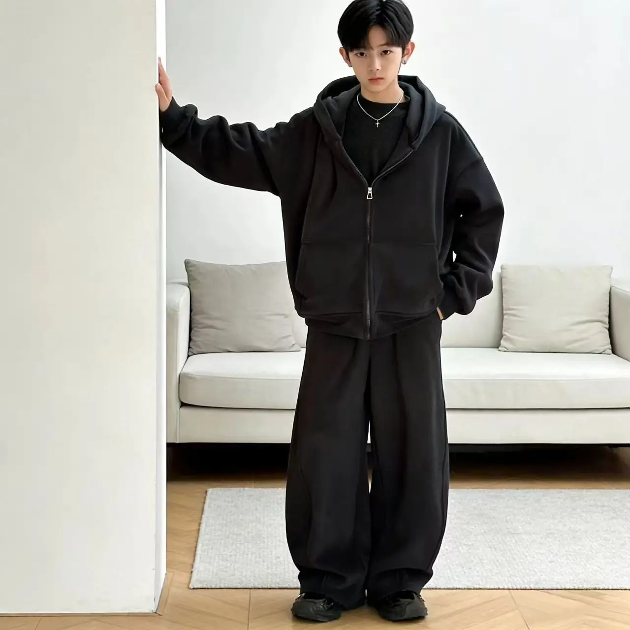 

2026 New Thickened Double-Faced Fleece Outwear Sets for Boys-Trendy Two-Piece Sets for Medium to Large Sizes