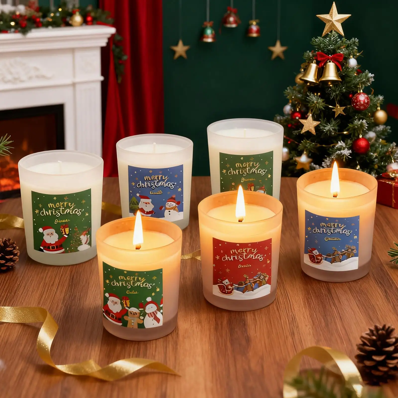 Ароматическая свеча Рождественская успокаивающая 6-секционная ароматическая свеча Serenity для домашнего декора, фестиваля, спальни, вечерев окружающей среды