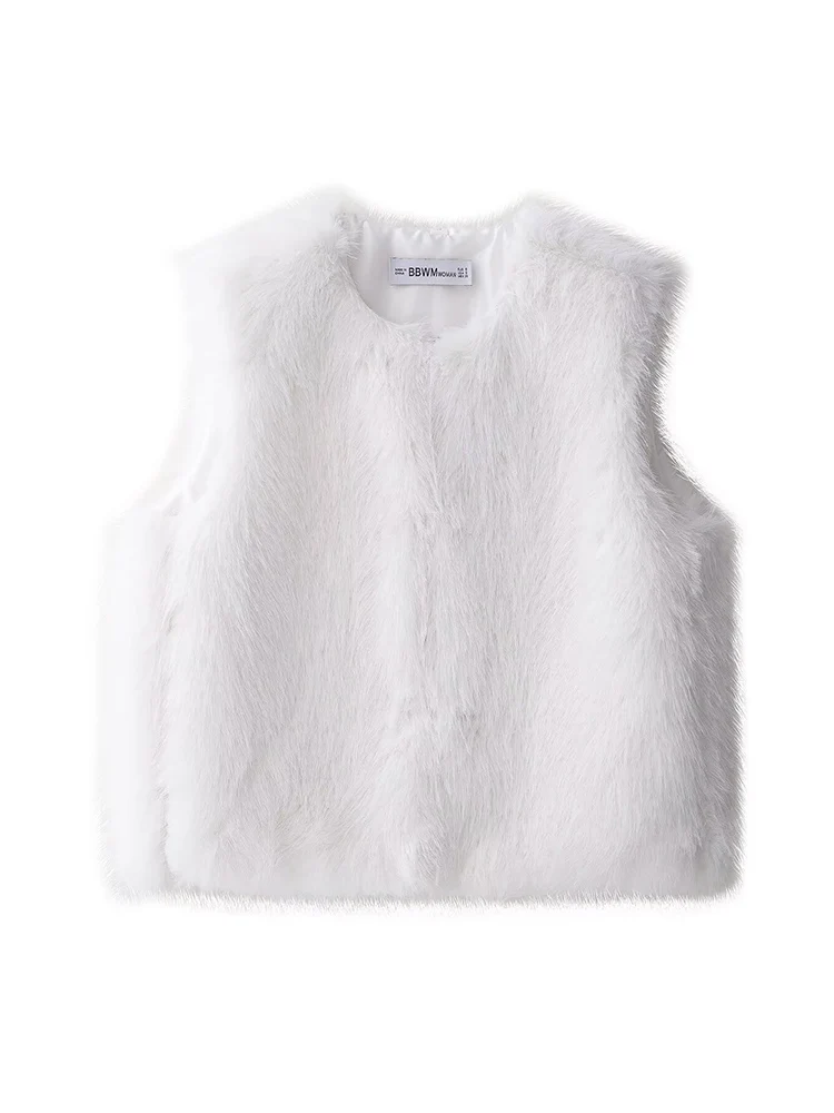 

Women's New Faux Fur Vest Clothing Autumn Fur Streetwear Trendy Tank Tops O Neck Winter Casual Coat Women Fashion Fur Jackets