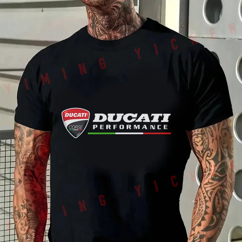 Moto High Quality Blend Motorcycle Ducati Corse-Performance Casual Summer Cotton Short Sleeve Men and Women Tshirt Male Top Tees