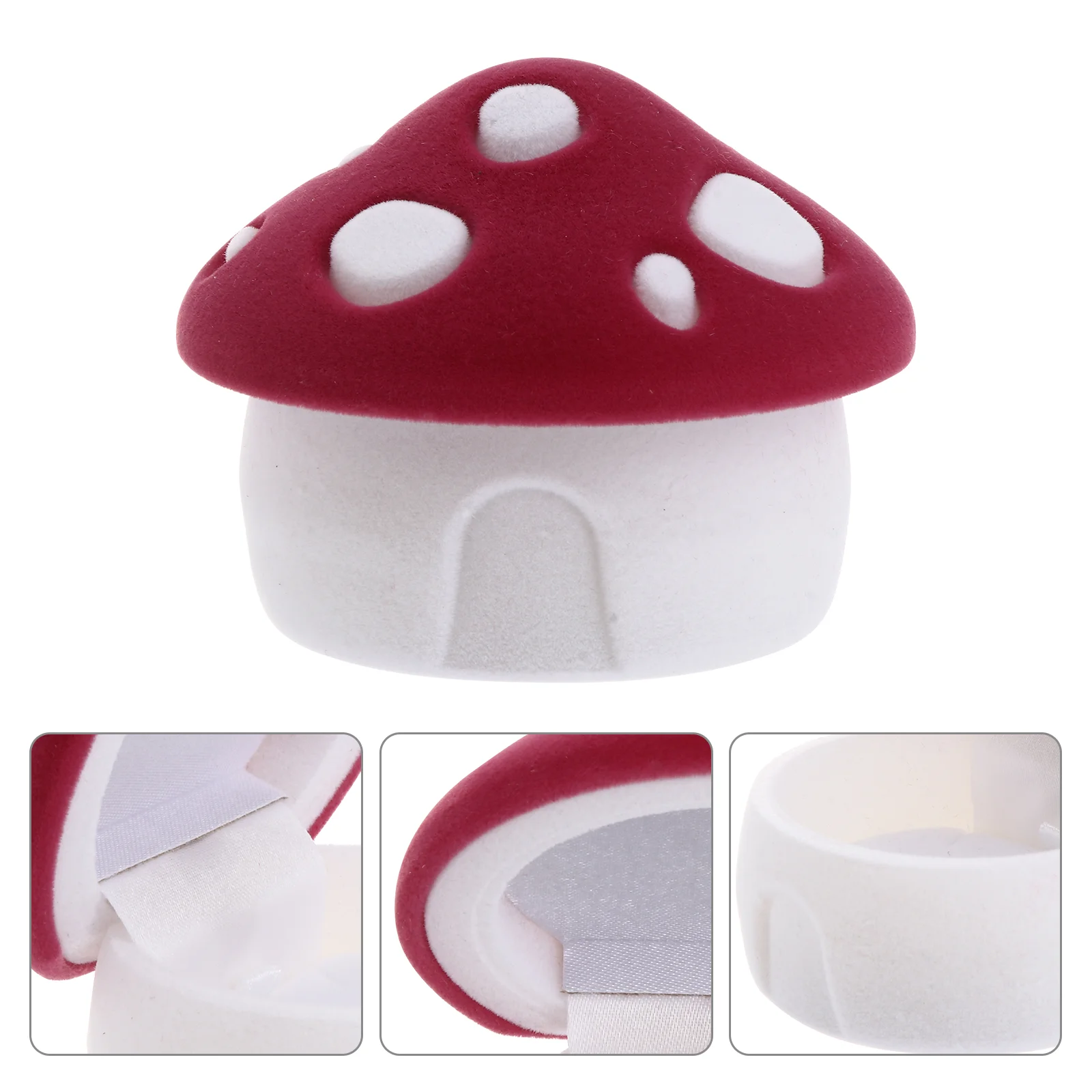 

Small Mushroom House Velvet Ring Necklace Jewelry Box (Purple Red Mushroom) 2pcs Rings Organizer Case Trays