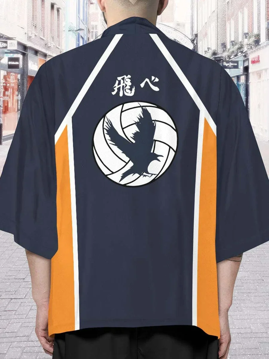 Karasuno High Kimono Kimono Cape Loose Three-quarter Sleeve Cardigan Robe Haori Anime Cape Short-sleeved T-shirt