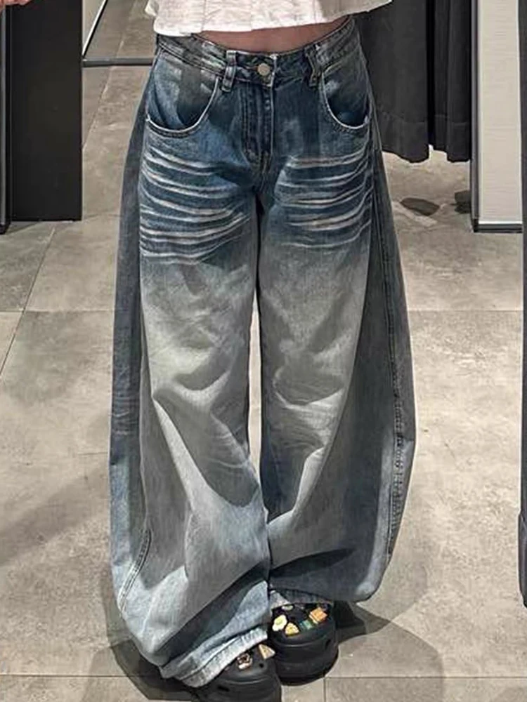 

Y2K Light Colored Jeans Women American Low Waist Wide Leg Summer Loose Lazy Straight Leg Pants Hanging Feel