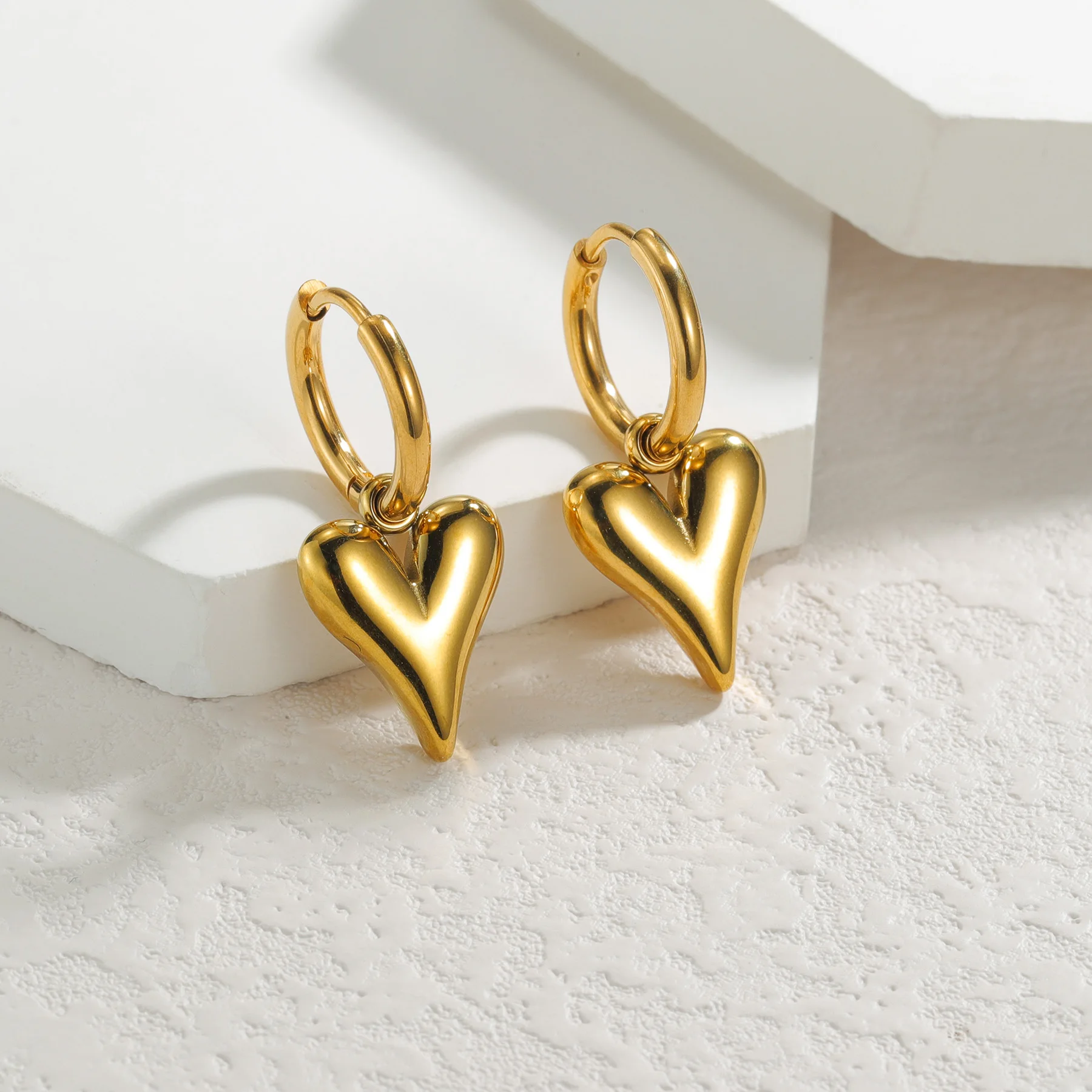 Kissmoon Fashion Stainless Steel Simple Multiple Styles Heart Earrings For Women Girl Weeding Dating Party Charm Jewelry Gift image 4