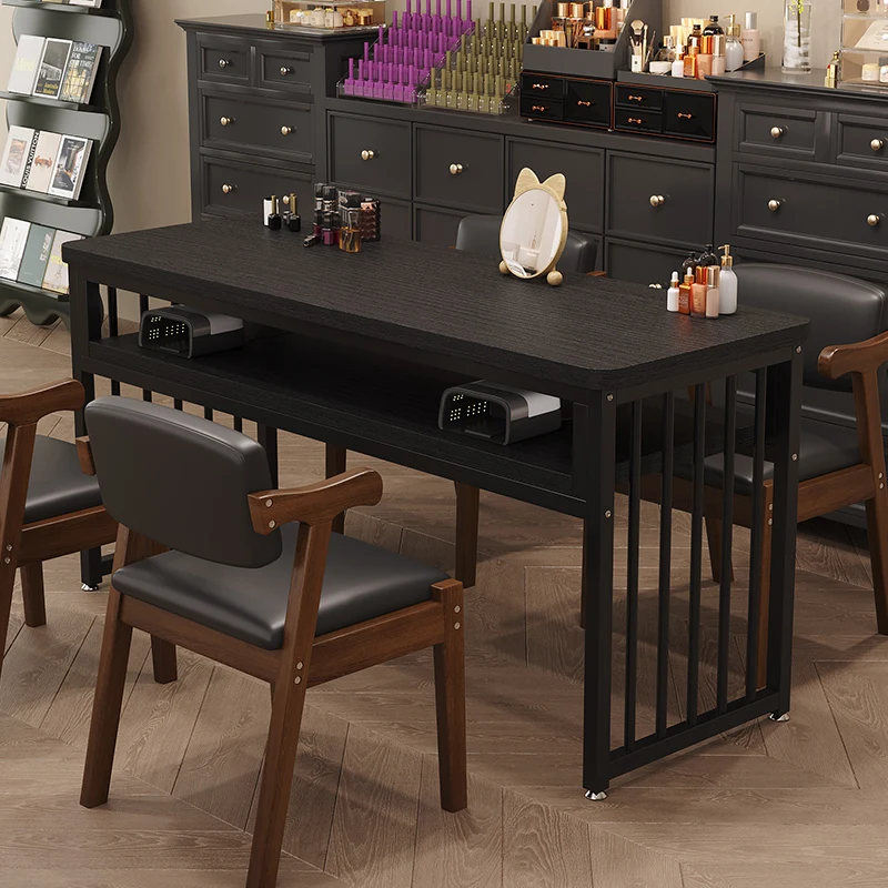 

Black Light Luxury Manicure Table Mesa Aesthetic Quality Cleaning Nail Desk Reception Modern Tavolo Per Unghie Salon Furniture