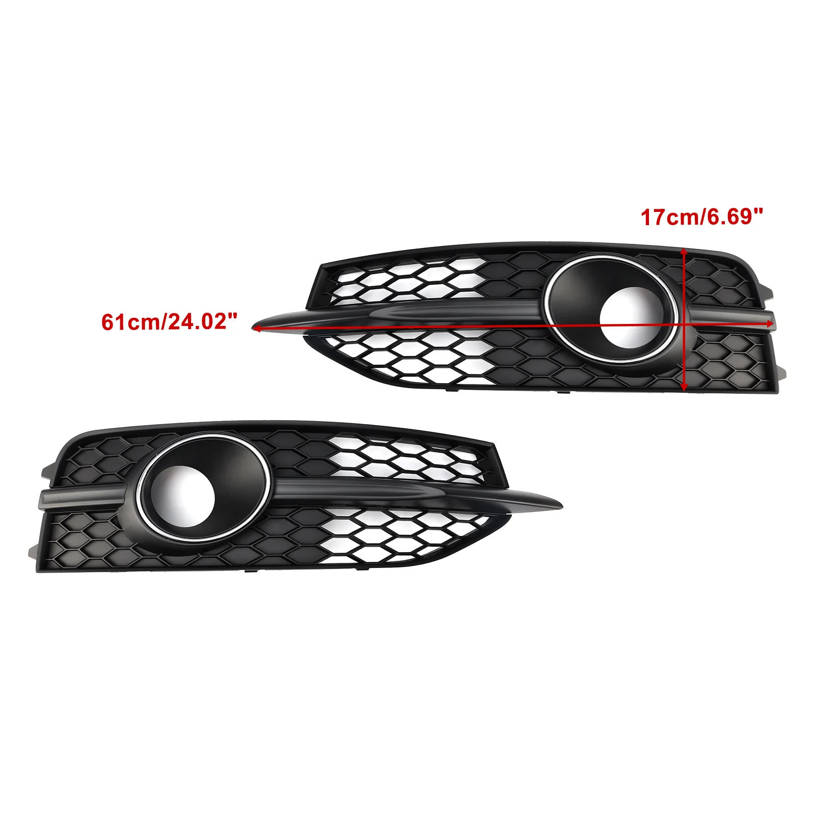 Black Front Bumper Fog Light Grille Cover Bezel For Audi A7 S-Line S7 2012-2015