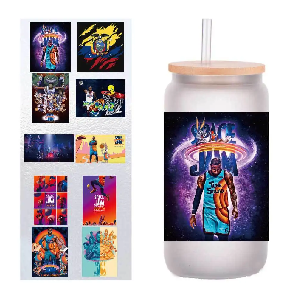 

10 pieces/bag air slam dunk new legend UV transfer sticker Crystal label DIY Cup sticker customized four inches
