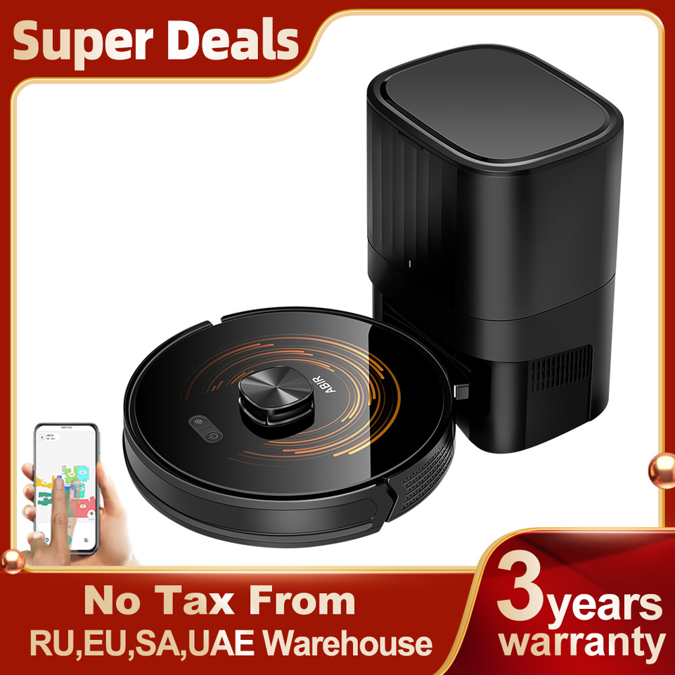  Robot Vacuum Cleaner ABIR K30,Auto-empty Dock,UV Spot Cleaning,6500PA Suction,Multi-floor Map,Customized Wet Dry Room Cleaning, 