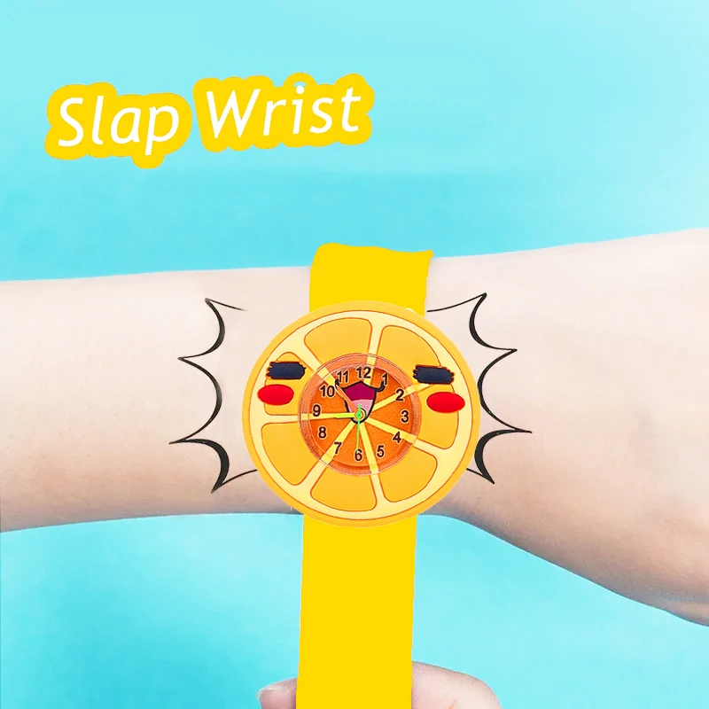 Girls Watches Baby Kindergarten Party Gift Toy Children Wristwatch Slap Bracelet Clock Cartoon Flower Strawberry Kids Watches