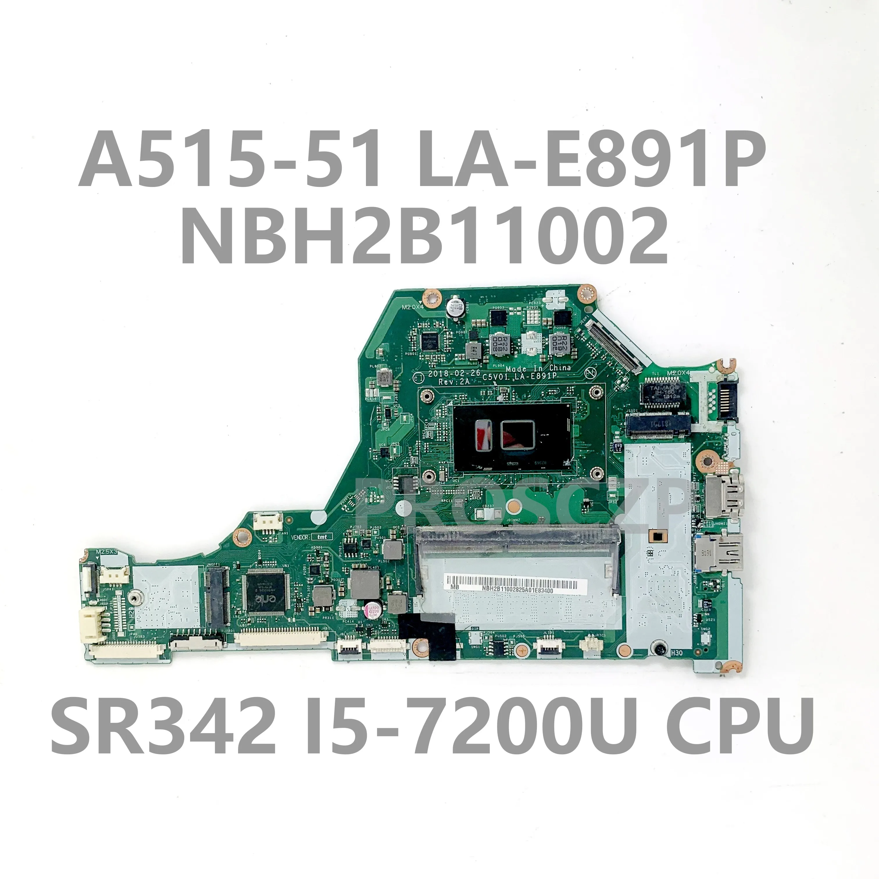 Mainboard C5V01 LA-E891P For Acer A515-51 A515-51G Laptop Motherboard NBH2B11002 With SR342 I5-7200U CPU 4GB DDR4 100% Tested OK