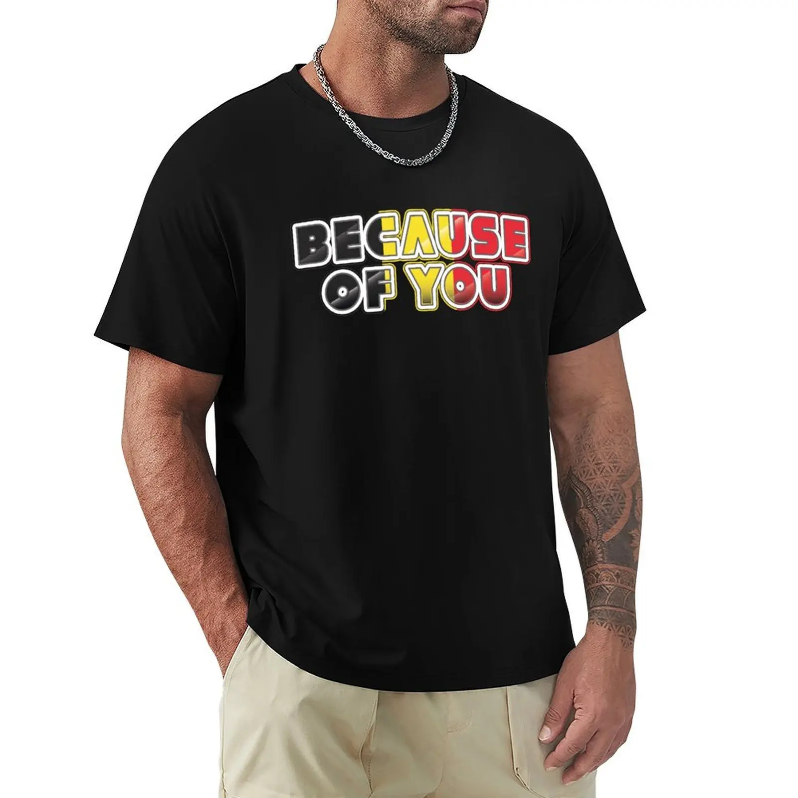 Because Of You Gustaph - Belgium Eurovision 2023 T-Shirt cotton t-shirt plain for man package T-Shirt